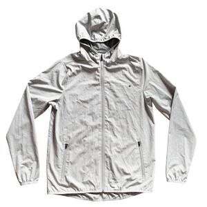 Vuori Men's Outdoor Trainer Shell Jacket Full Zip Hooded Lightweight Light Gray